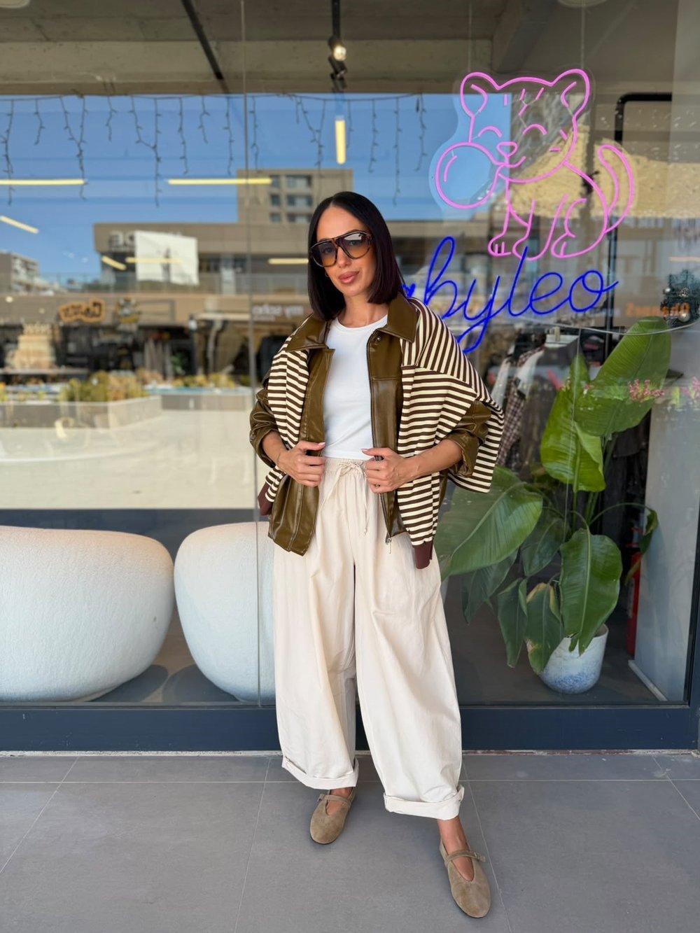 Ekru Beli Lastikli Balon Pantolon 