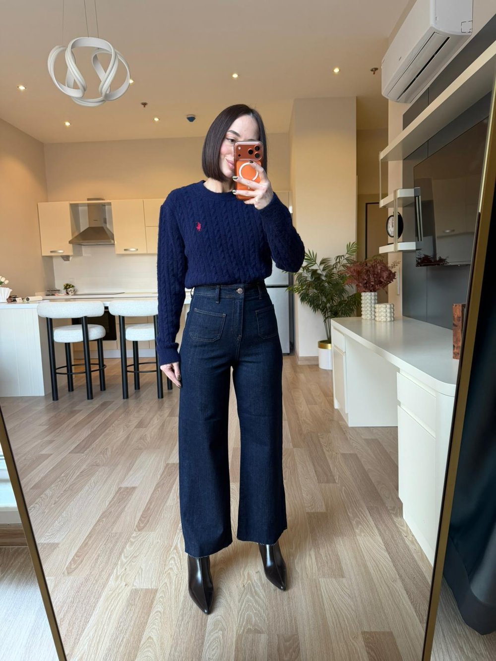 Gece Mavisi Wide Leg Jean