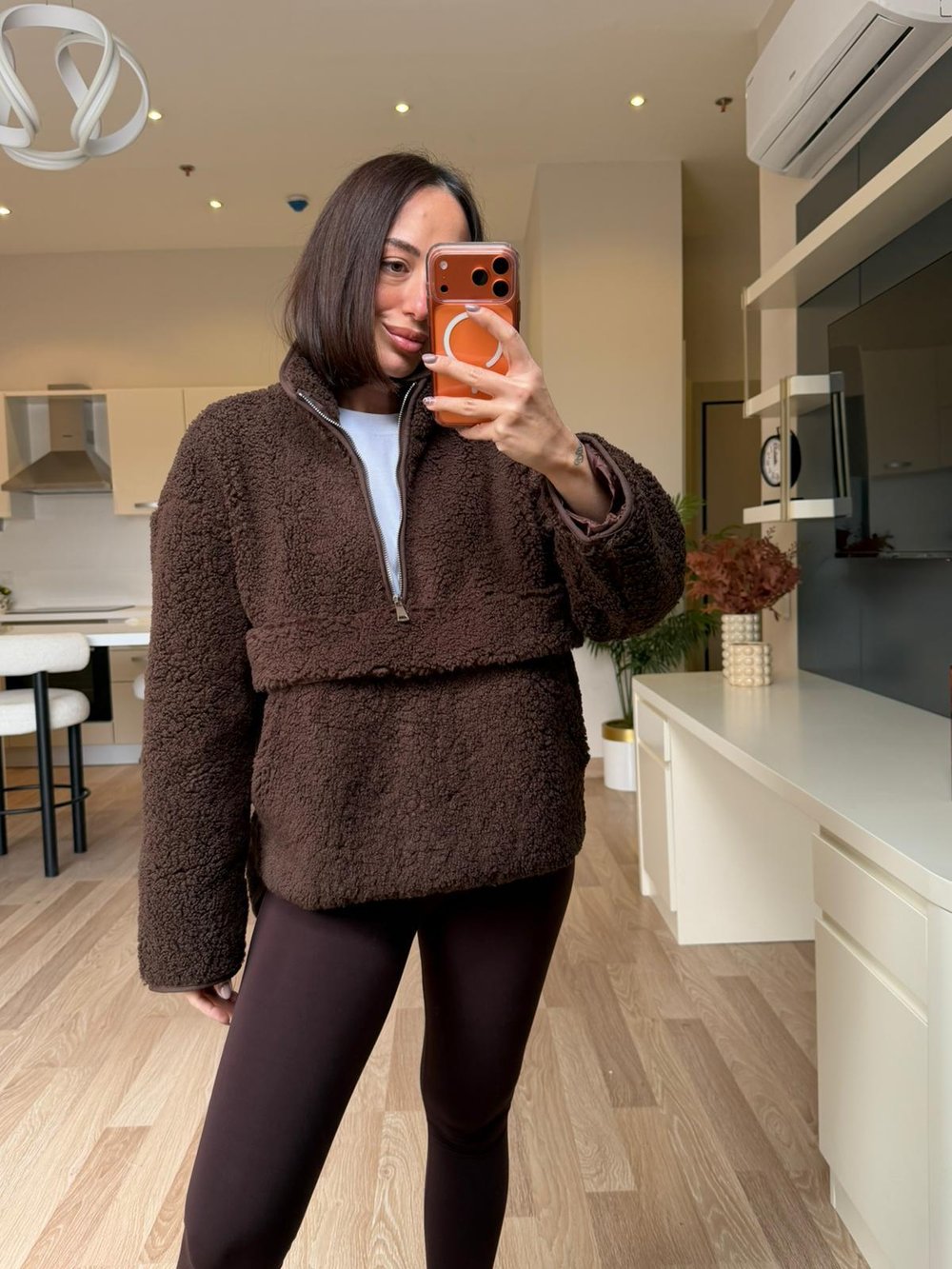 Kahve Peluş Sweatshirt