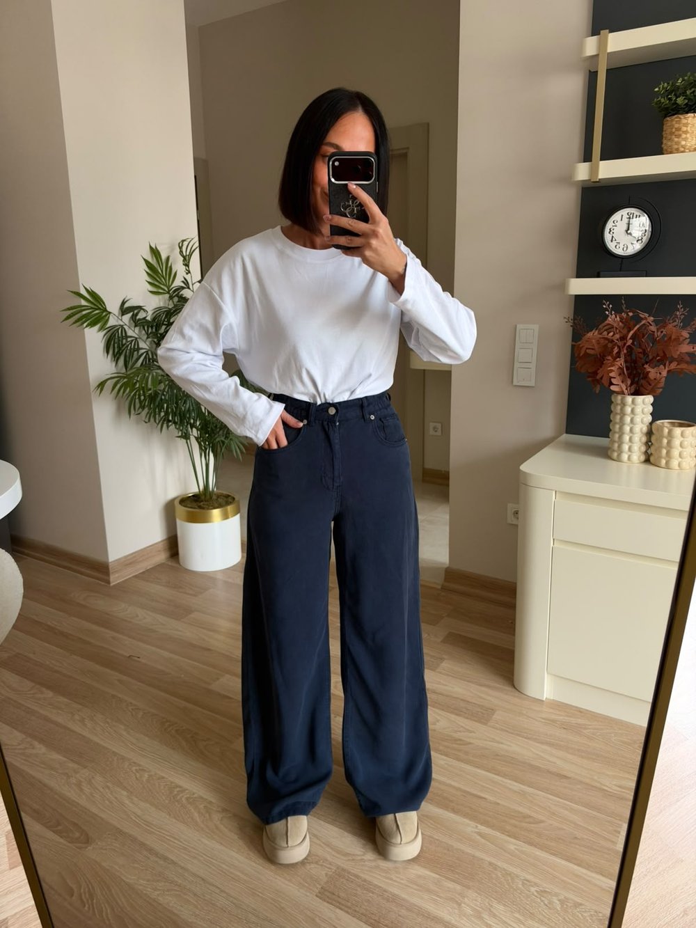 Lacivert Beli Lastikli Tensel Denim