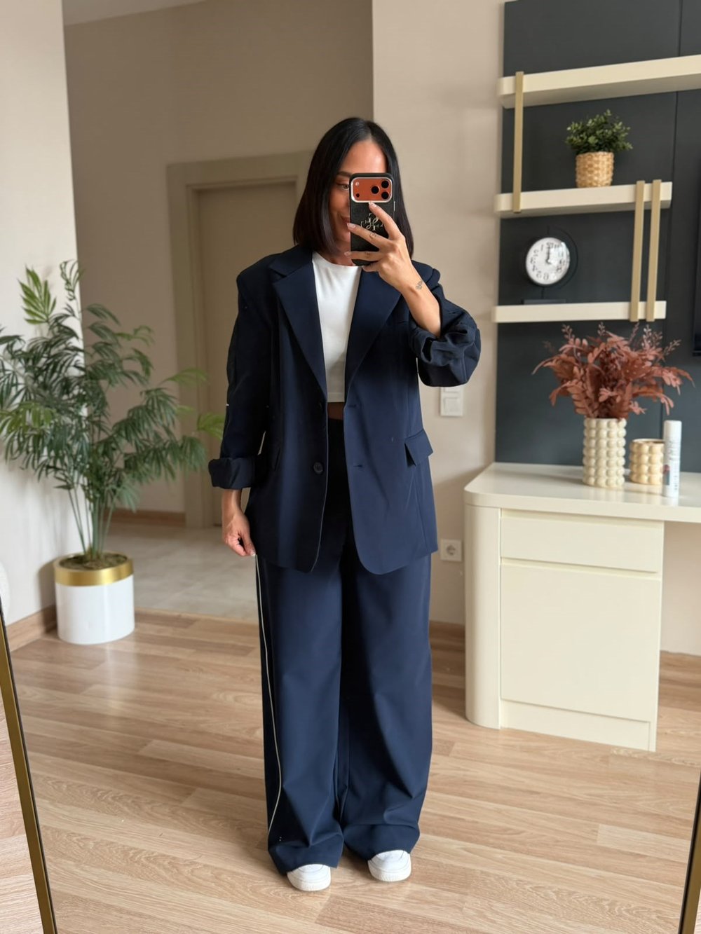 Lacivert Şeritli Blazer Tasarım Takım