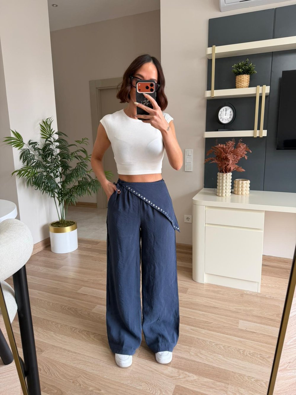 Marka Model Lacivert Şal Detaylı Tensel Pantolon