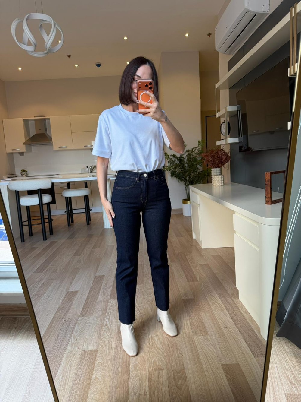 Orj. Gece Mavisi Boyfit Kesik Paça Jean