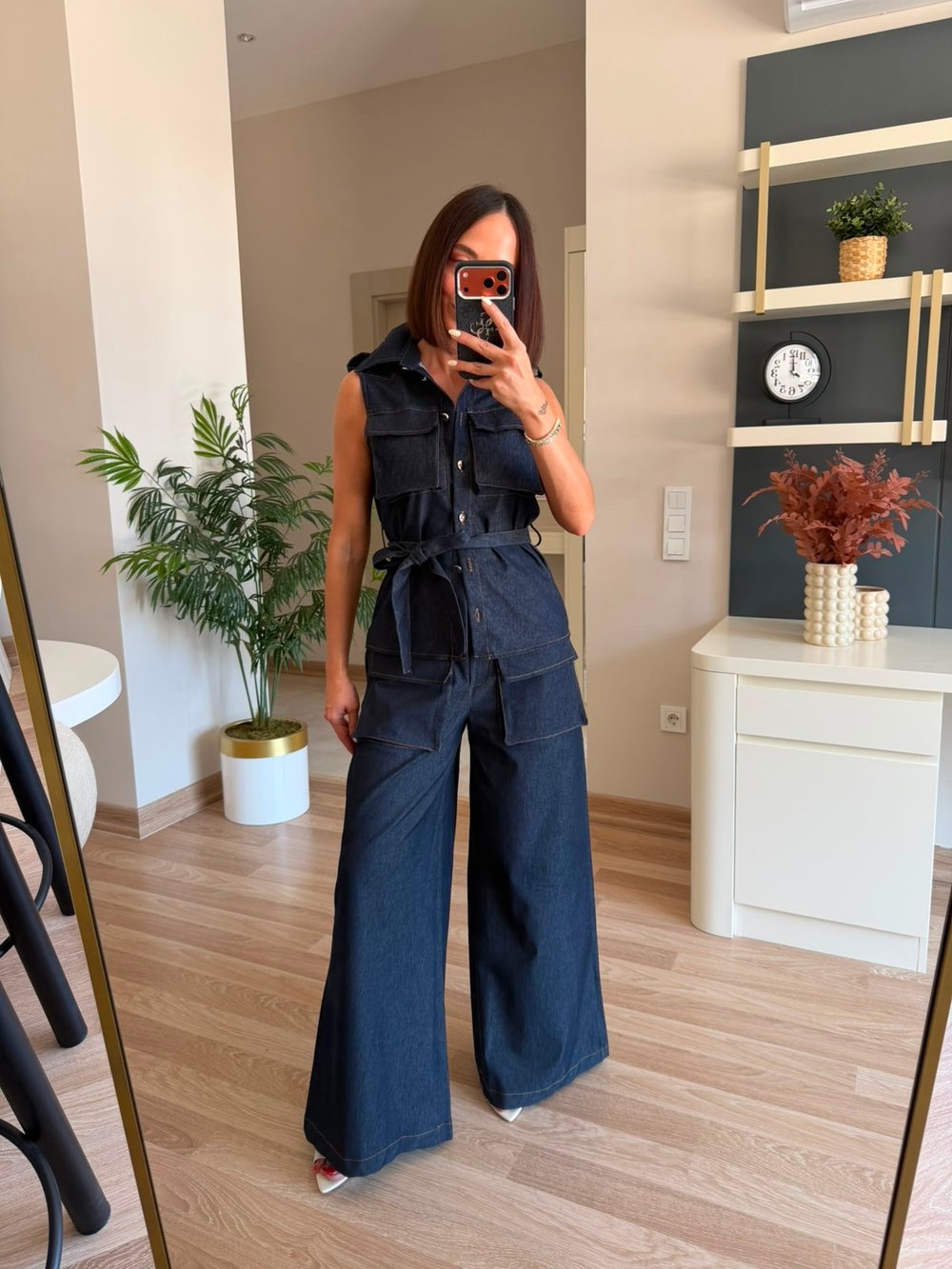 Tasarım Büyük Cepli Denim Takım