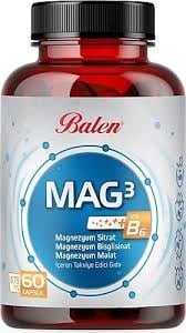 BALEN MAG 3 MAGNEZYUM İZEREN TAKVİYE EDİCİ GIDA 60 KAPSÜL