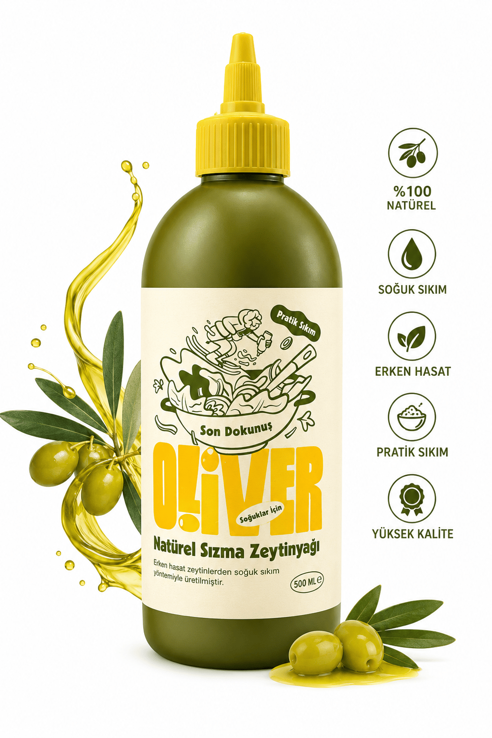 OLİVER NATUREL SIZMA ZEYTİNYAĞI 5OO ML