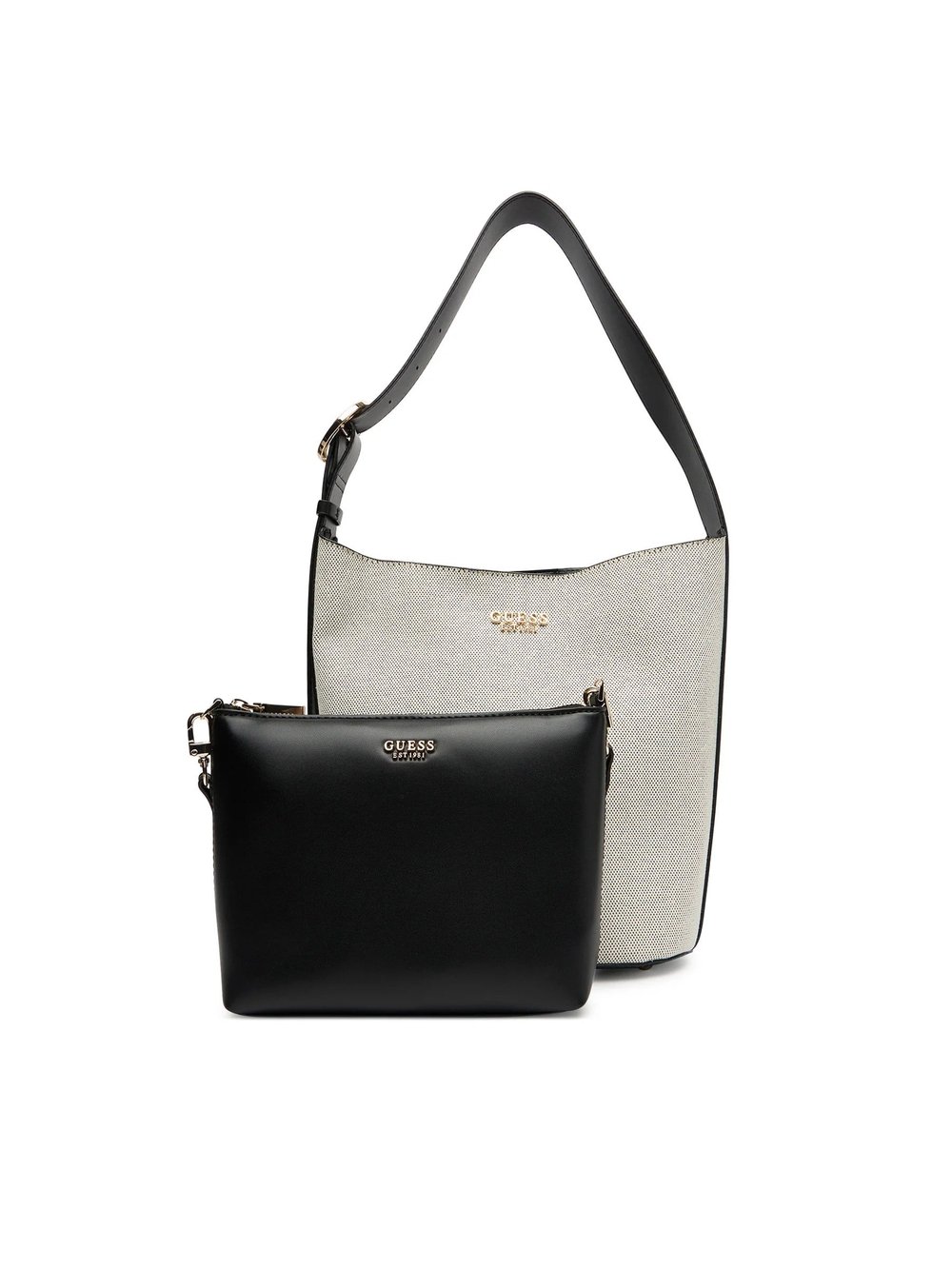 GUESS KADIN OMUZ ÇANTASI AG966204-NATURAL-BLACK