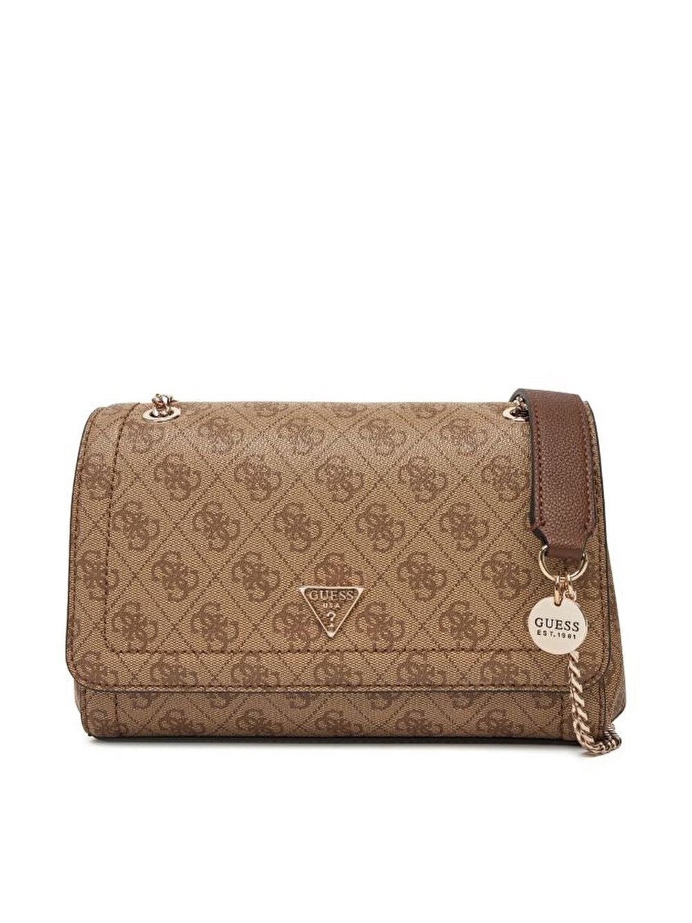 GUESS NOELLE KADIN OMUZ ÇANTASI BG967221-LATTE-LOGO-BROWN