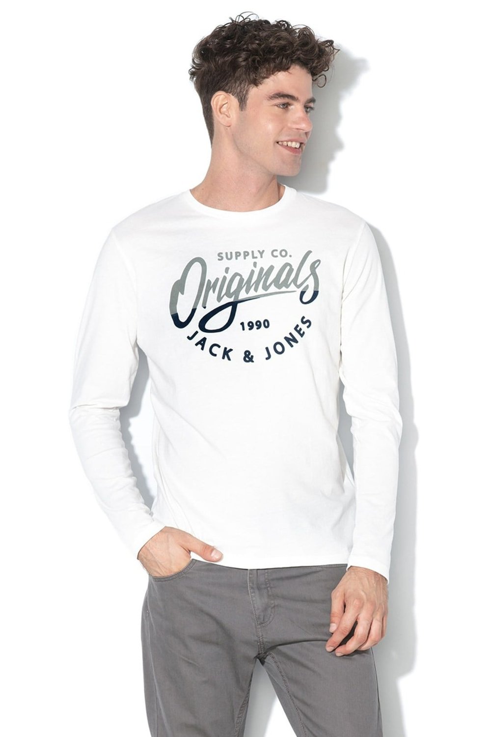 JACK & JONES ERKEK SWEATSHIRT 12161385-CLOUD