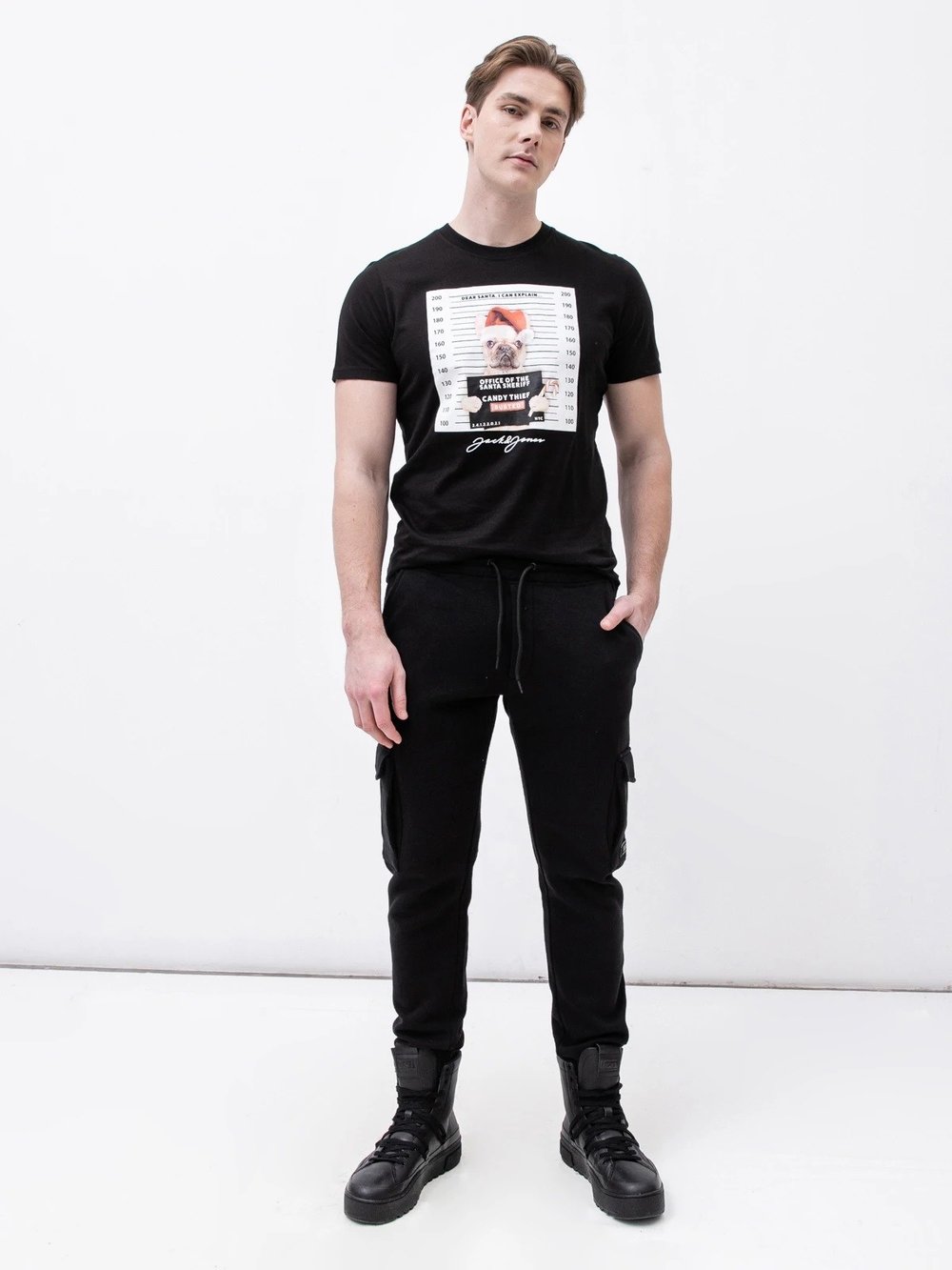 JACK JONES ERKEK T-SHIRT 12198772-BLACK