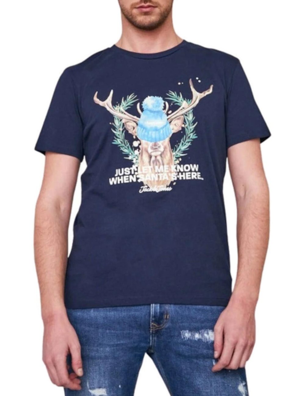 JACK JONES ERKEK T-SHIRT 12198774-NAVY
