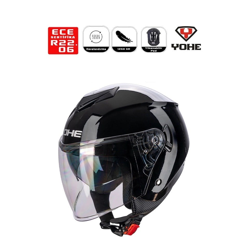 YOHE MOTORSİKLET KASKI OF852-SHINNYBLACK