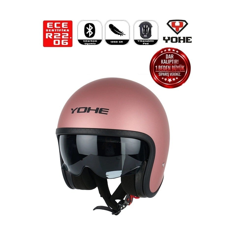 YOHE MOTOSİKLET KASKI 880-MATT-ROSE-GOLD