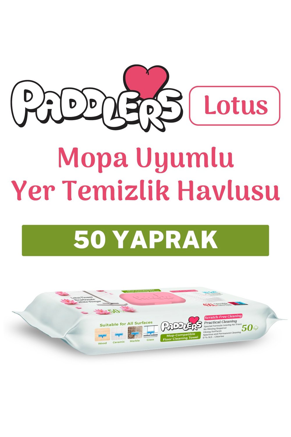 Easy Clean Lotus Çiçeği Kokulu Mopa Uyumlu Yer Temizlik Havlusu 50 Yaprak
