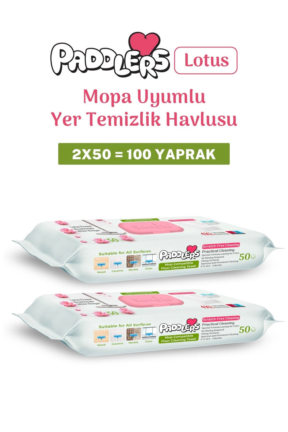 Easy Clean Lotus Çiçeği Kokulu Mopa Uyumlu Yer Temizlik Havlusu 2x50 100 Yaprak