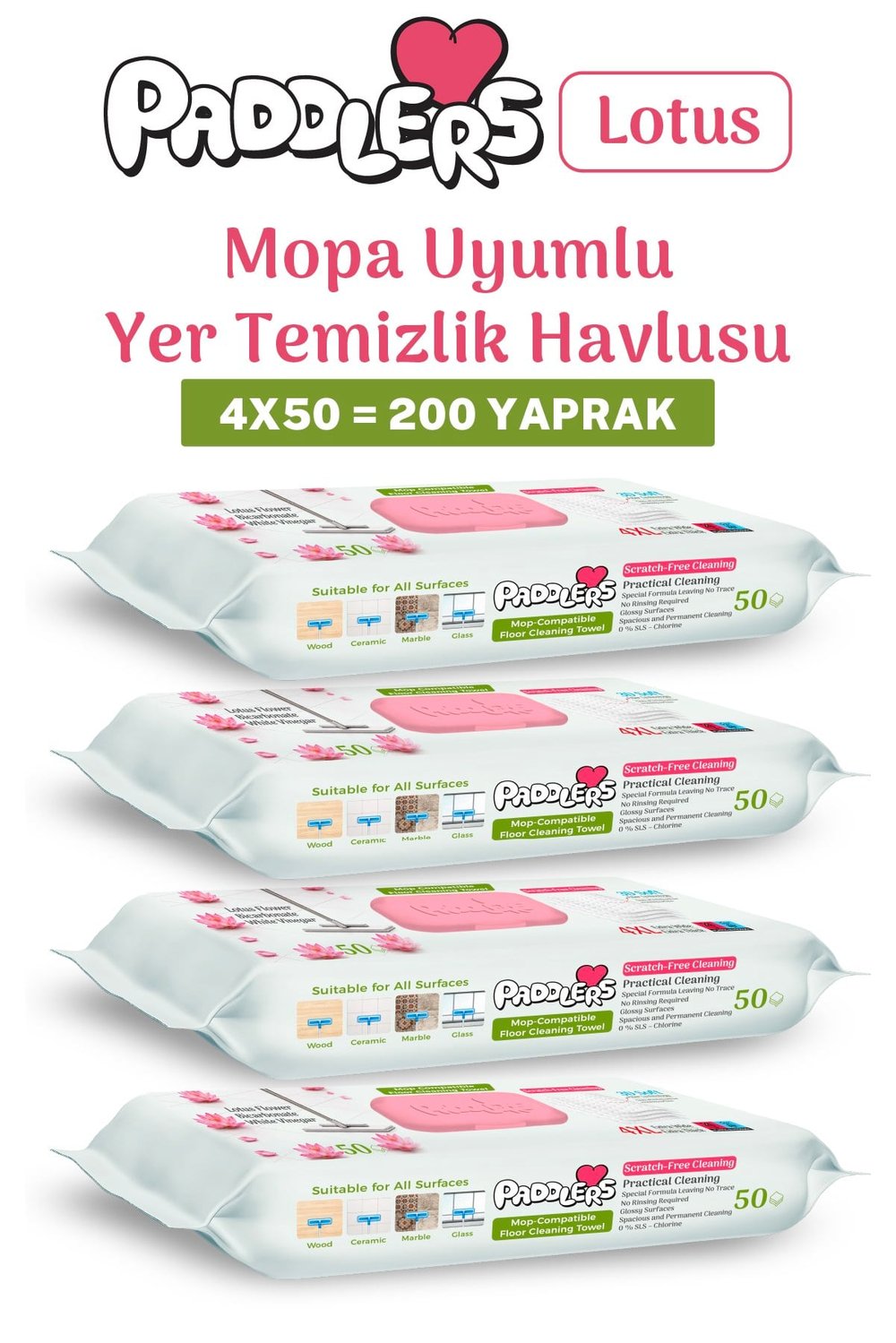 Easy Clean Lotus Çiçeği Kokulu Mopa Uyumlu Yer Temizlik Havlusu 4x50 200 Yaprak