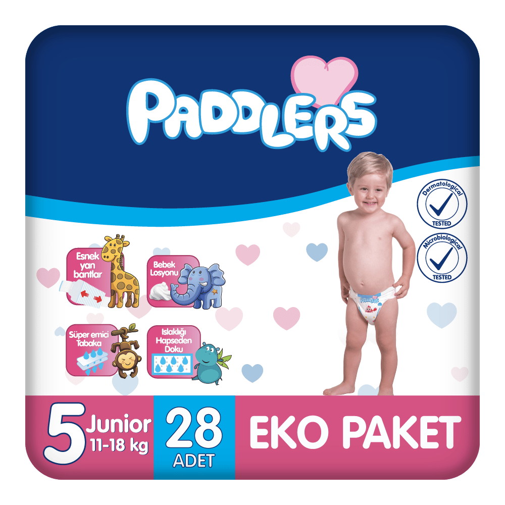 Paddlers Bebek Bezi 5 Numara Junior 28 Adet (11-18 Kg) Eko Paket
