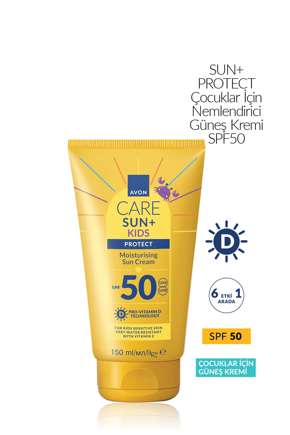 Avon Care Sun+ Kids Protect Moisturising Sun Cream SPF50 - 150ml