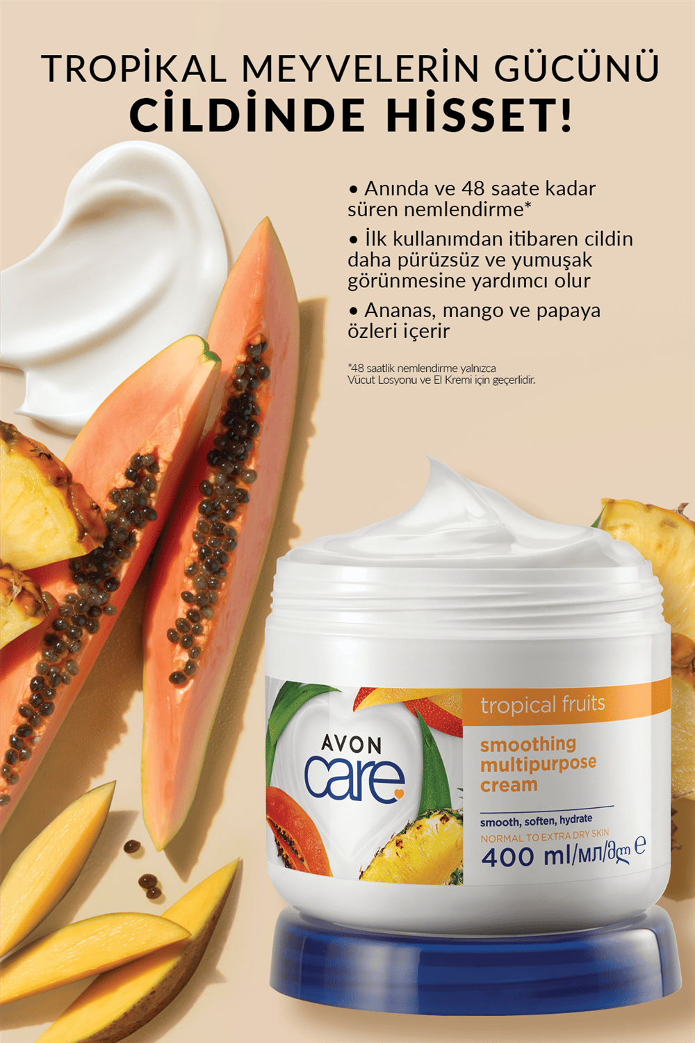 Avon Care Tropikal Meyveler Pürüzsüz Görünüm Veren Çok Amaçlı Krem-400ml