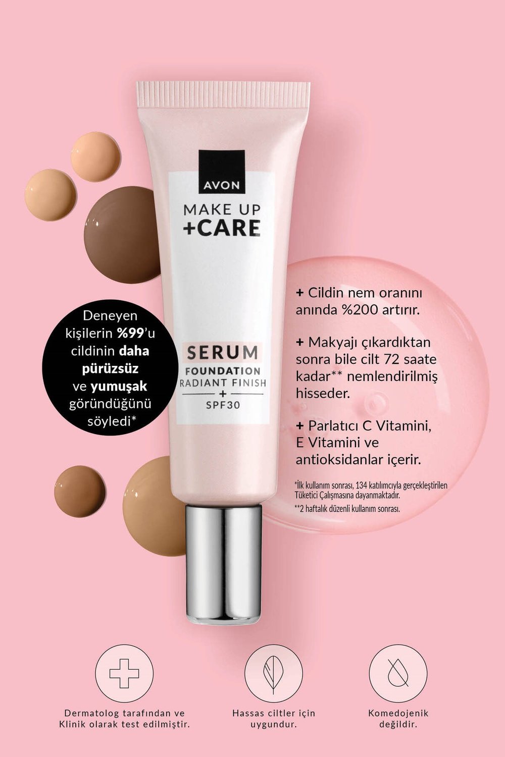 Avon Make Up + Care Serum Fondöten SPF30 - 120N