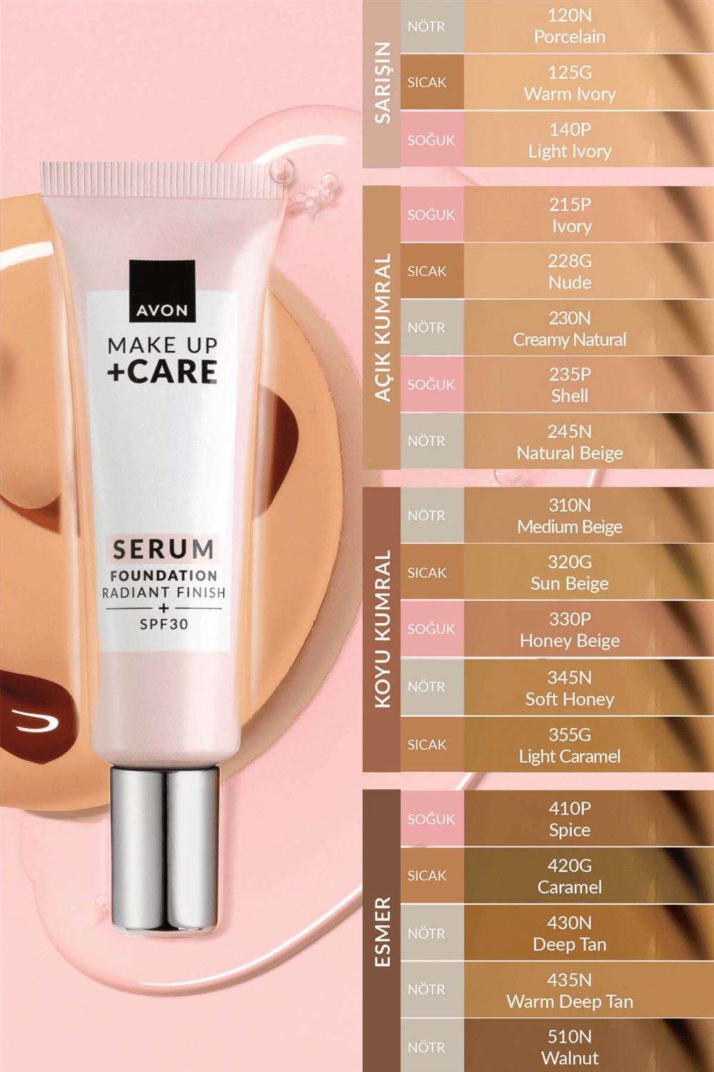 Avon Make Up + Care Serum Fondöten SPF30 - 120N
