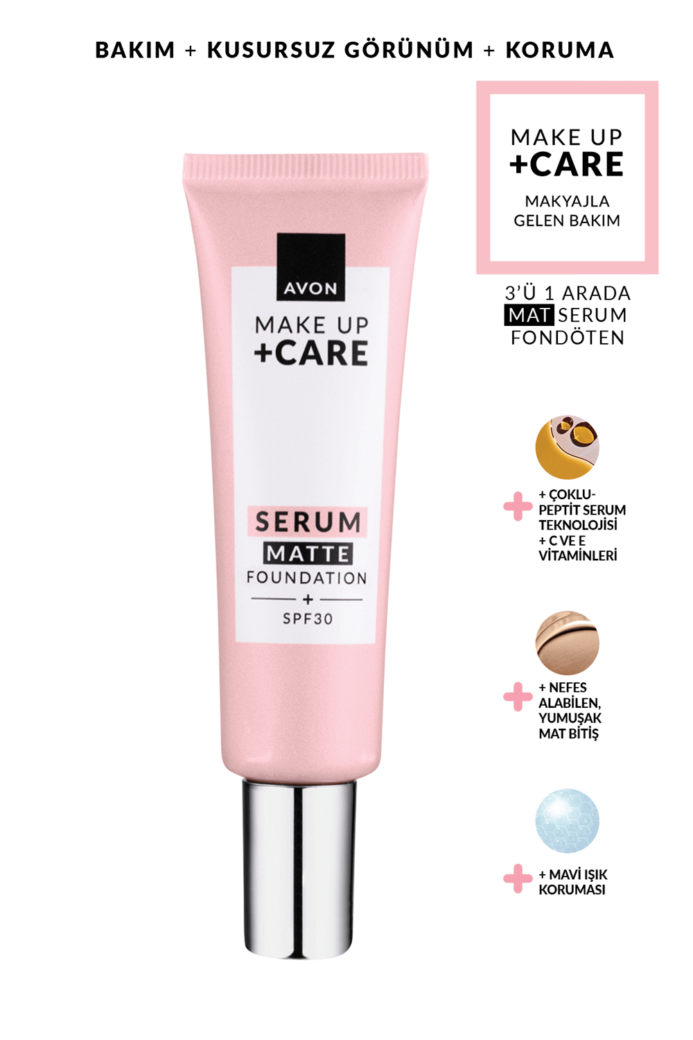 Avon Make Up + Care Serum Matte Fondöten SPF30 - 140P