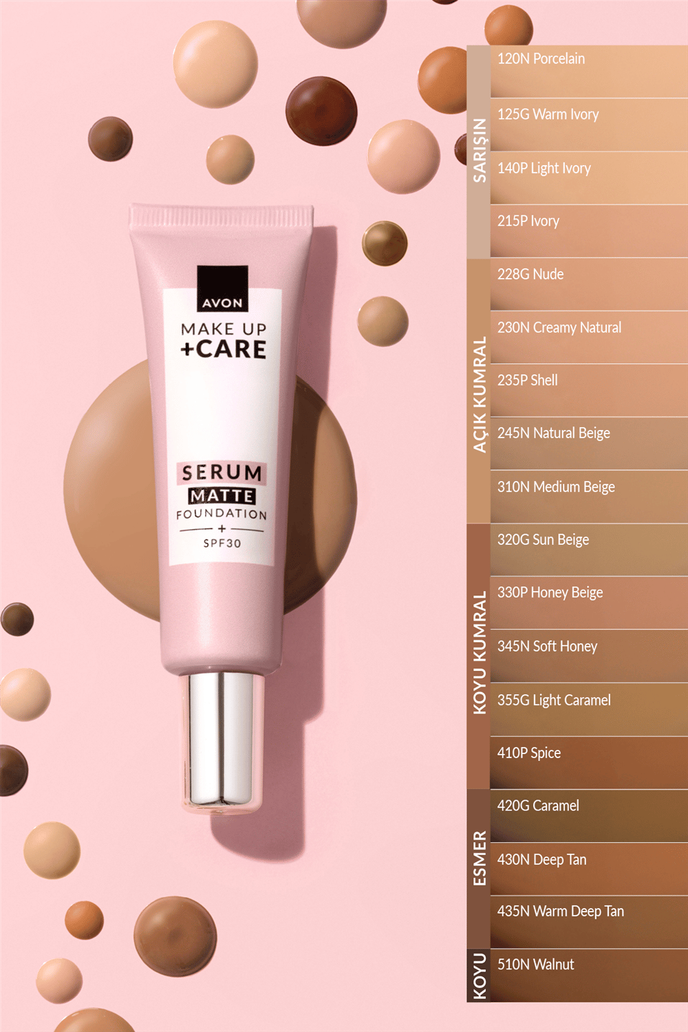 Avon Make Up + Care Serum Matte Fondöten SPF30 - 140P