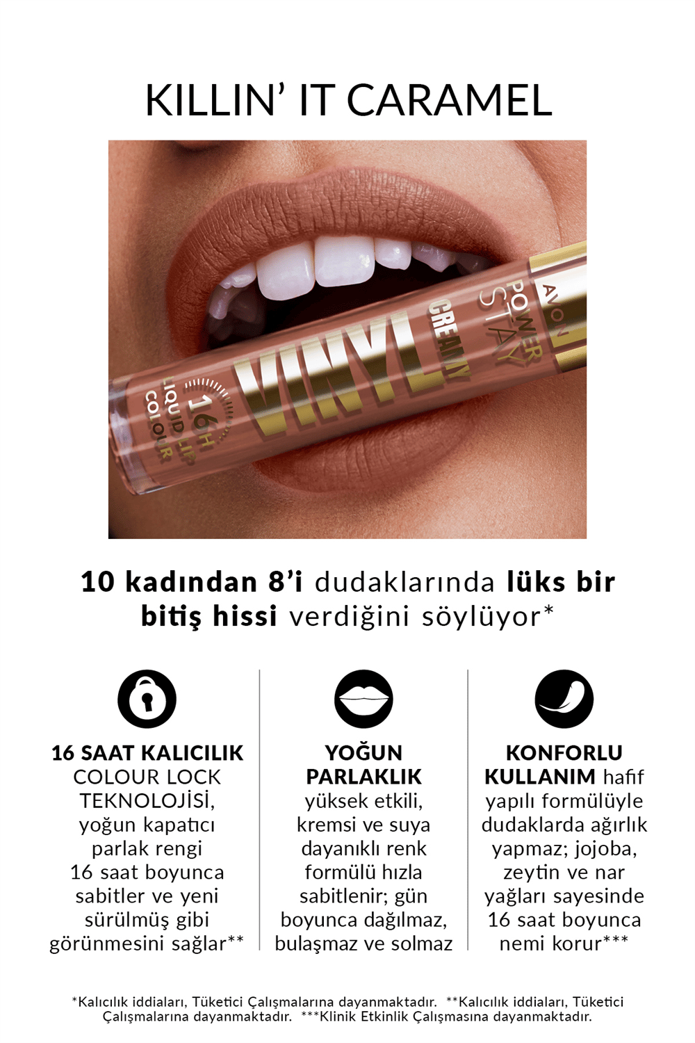 Avon Powerstay Creamy Vinyl Likit Ruj - Killin It Caramel