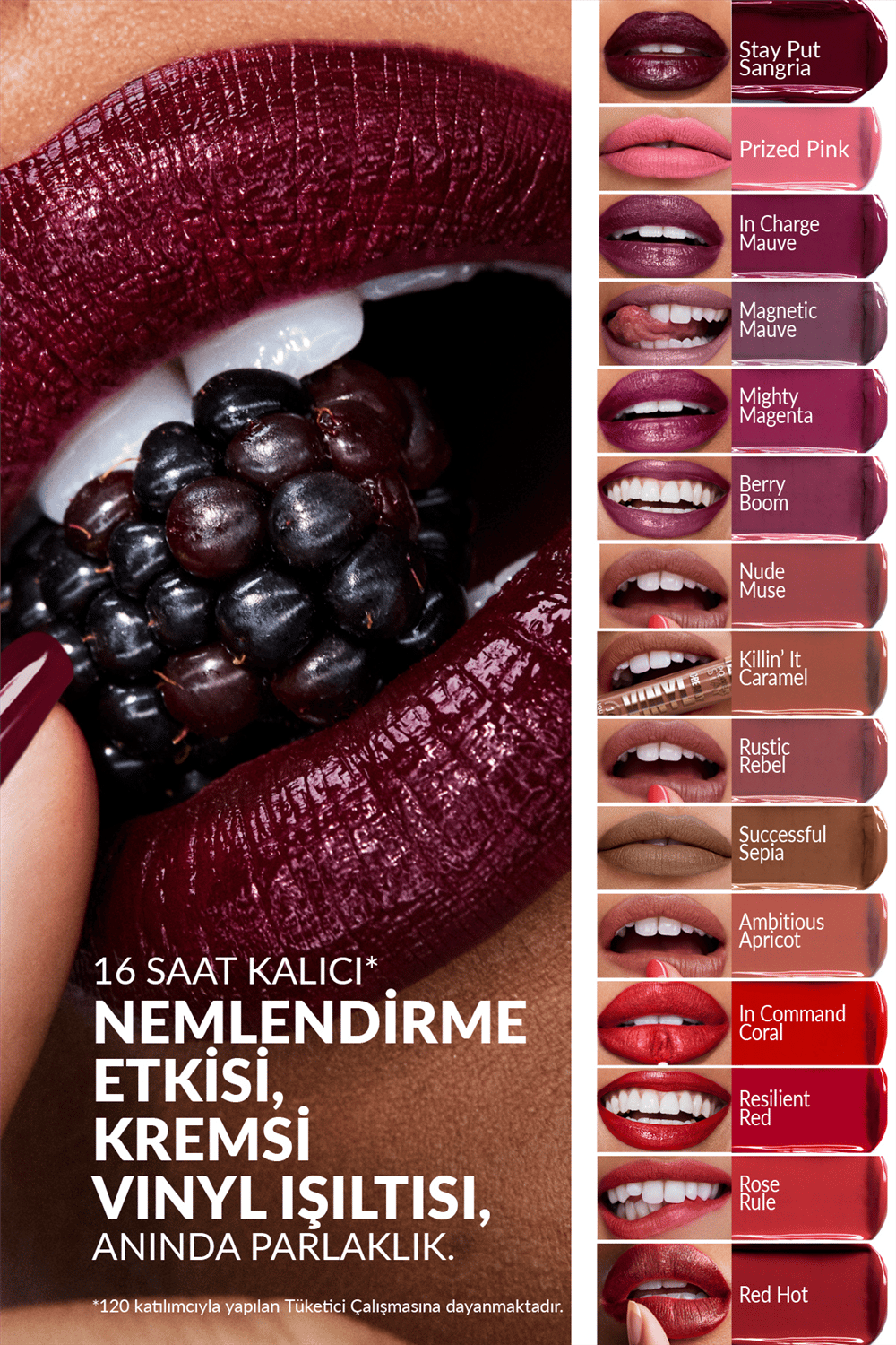 Avon Powerstay Creamy Vinyl Likit Ruj - Stay Put Sangria