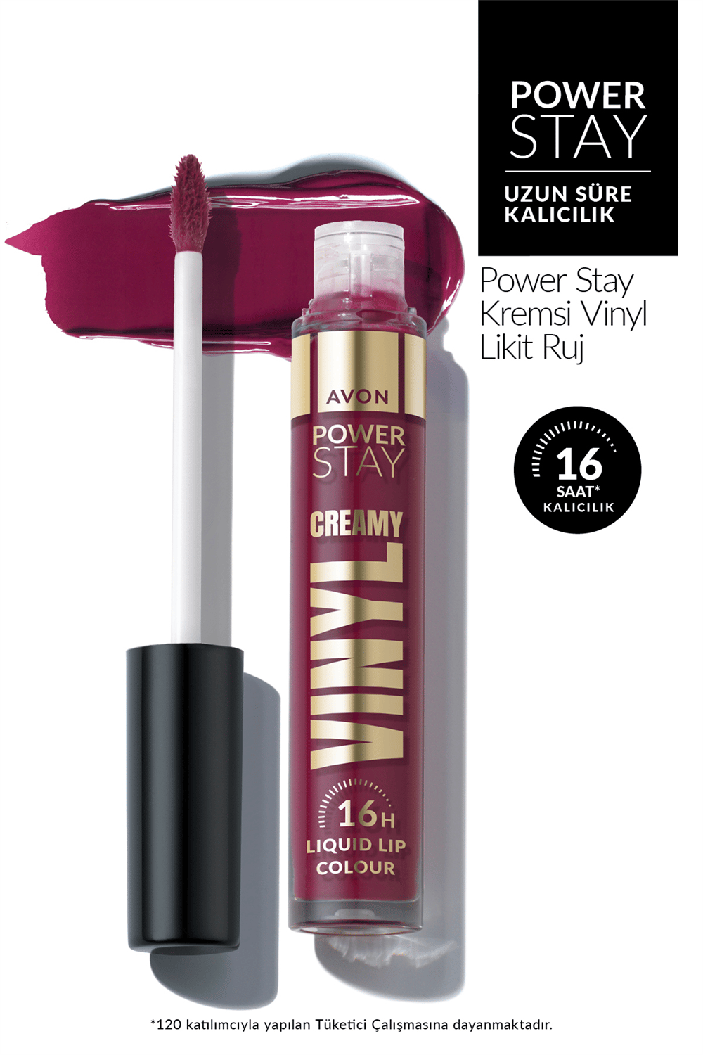 Avon Powerstay Creamy Vinyl Likit Ruj - In Charge Mauve