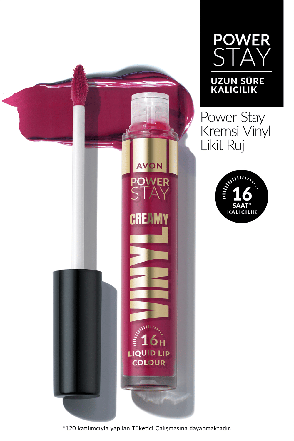Avon Powerstay Creamy Vinyl Likit Ruj - Mighty Magenta