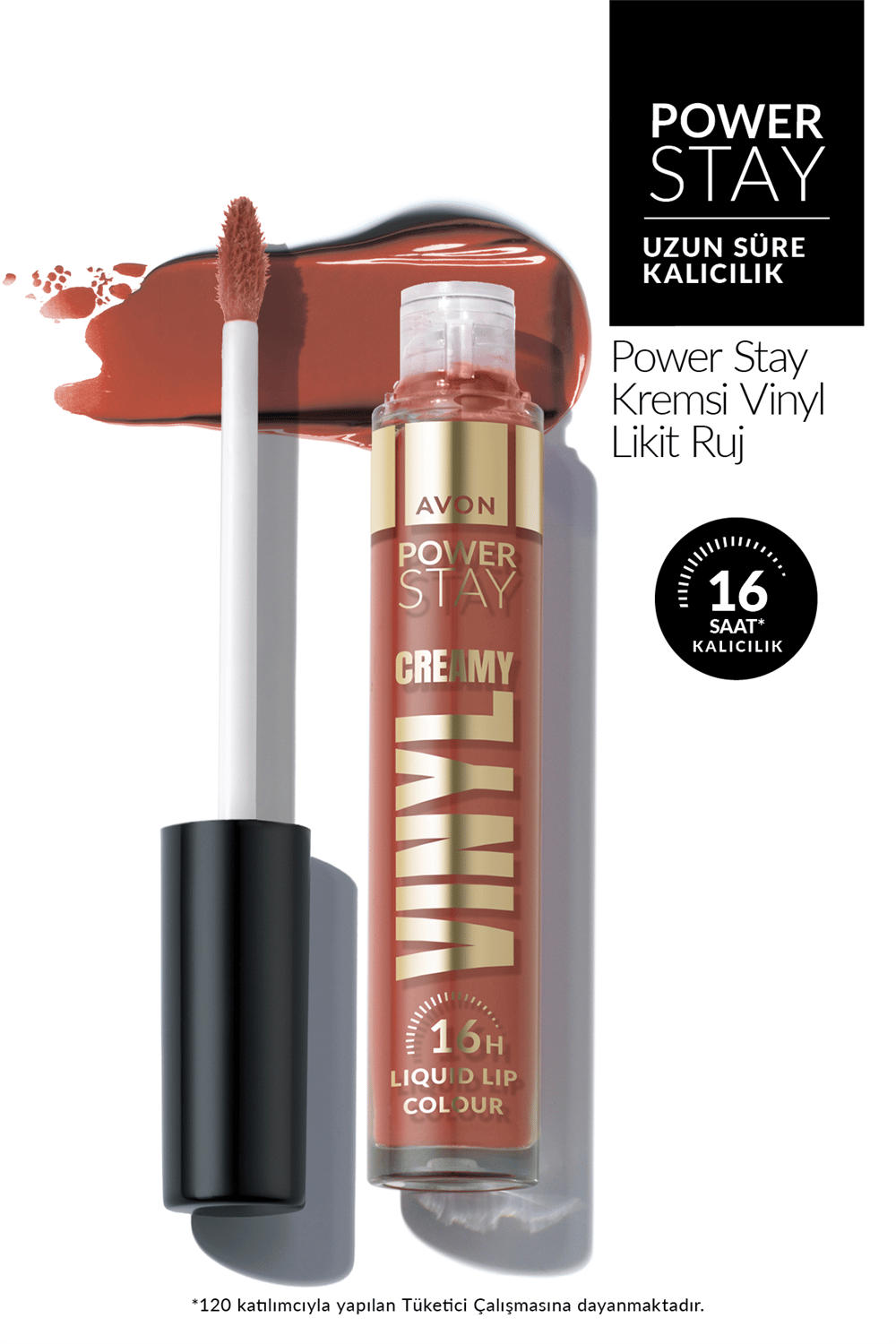 Avon Powerstay Creamy Vinyl Likit Ruj - Killin It Caramel