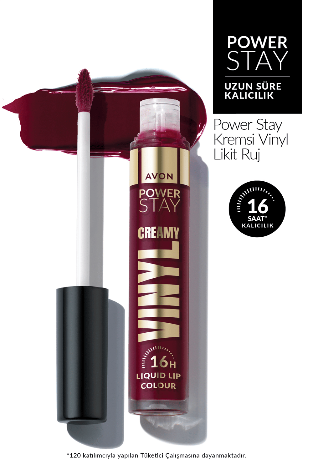 Avon Powerstay Creamy Vinyl Likit Ruj - Stay Put Sangria