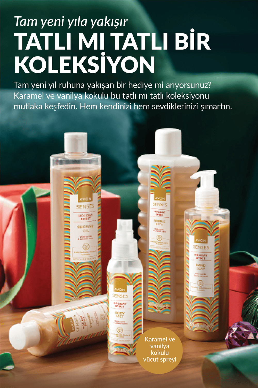 Avon Senses Holiday Spirit Vanilya ve Karamel Kokulu Vücut Spreyi 100ml