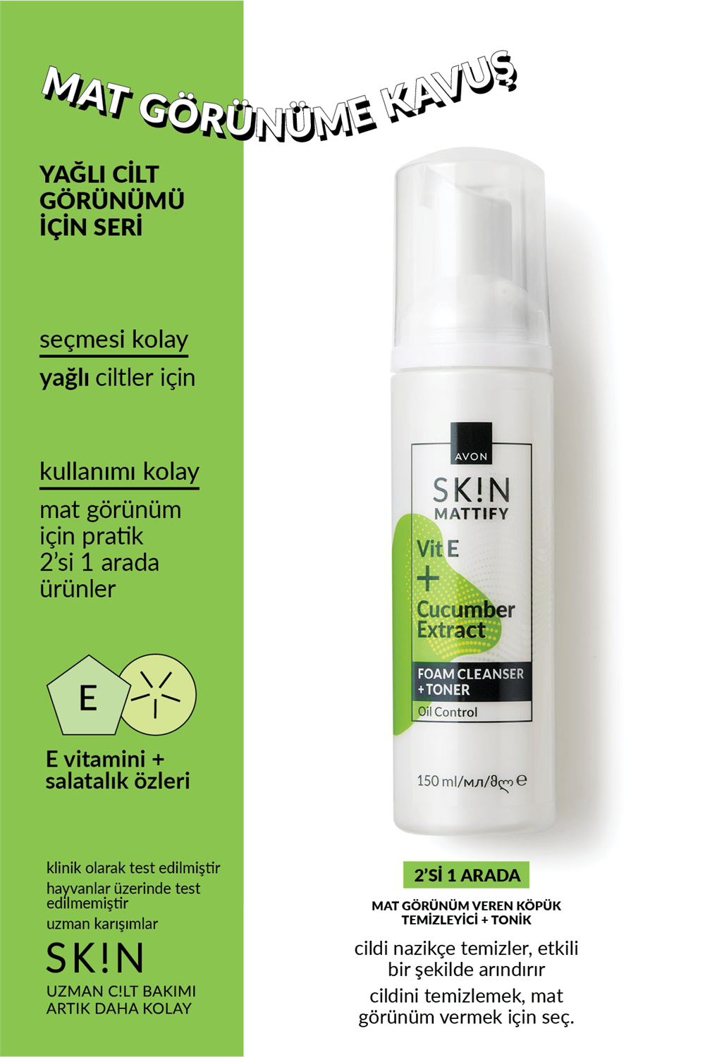 Avon Skin Mattify Mat Görünüm Veren Köpük Temizleyici - 150ml
