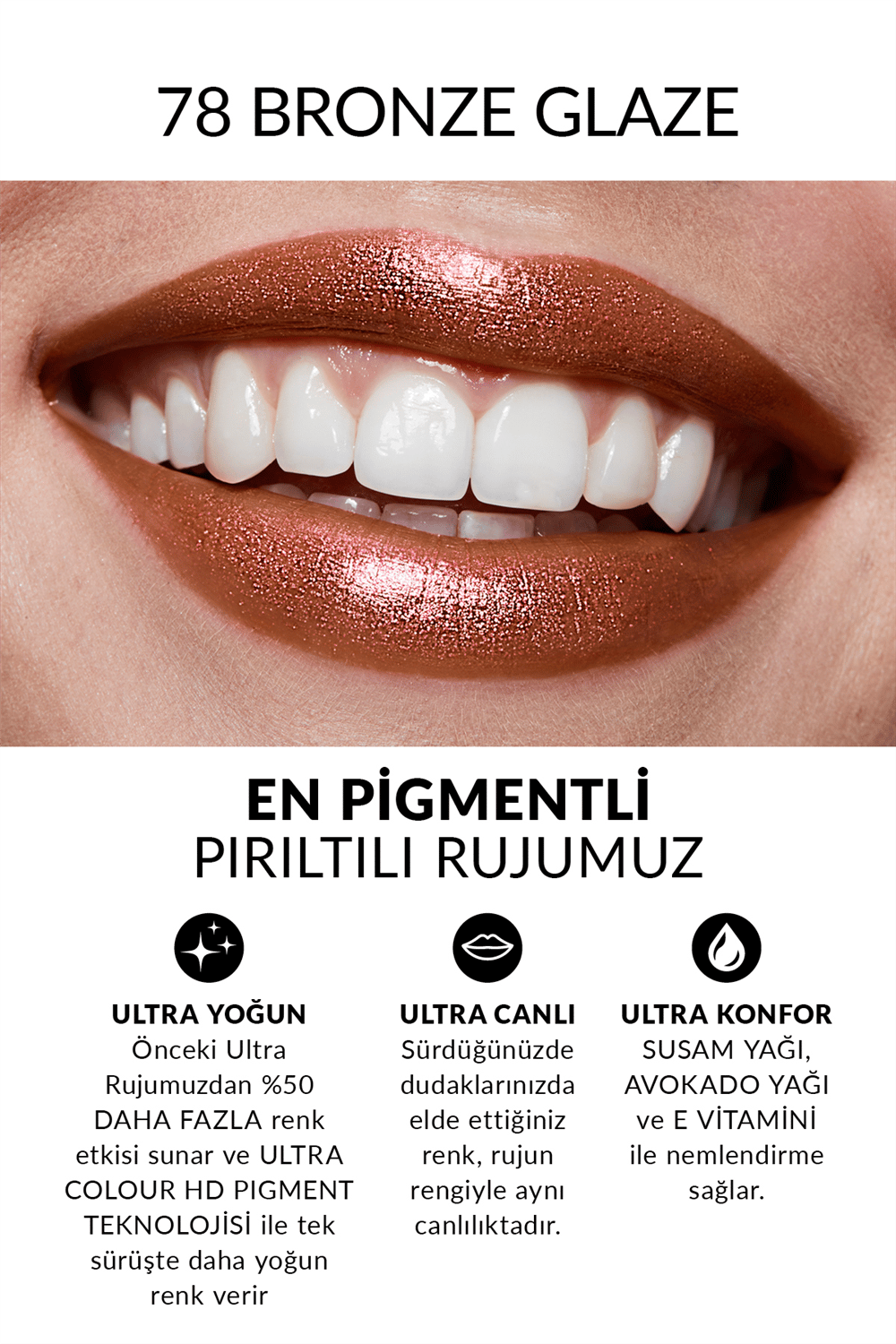 Avon Ultra Pırıltılı Ruj - Bronze Glaze