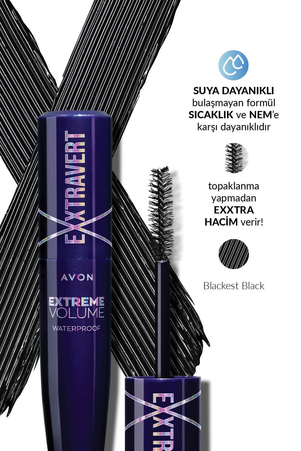 Exxtravert Extreme Suya Dayanıklı Volume Maskara - Blackest Black