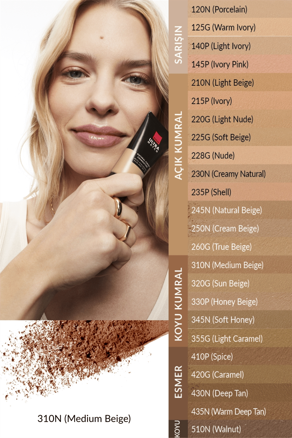 Flawless Match Doğal Bitişli Fondöten - 310N Medium Beige -30ML