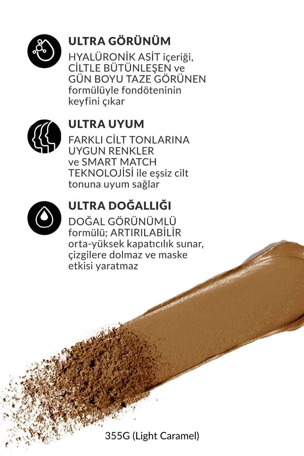 Flawless Match Doğal Bitişli Fondöten - 355G Light Caramel -30ML