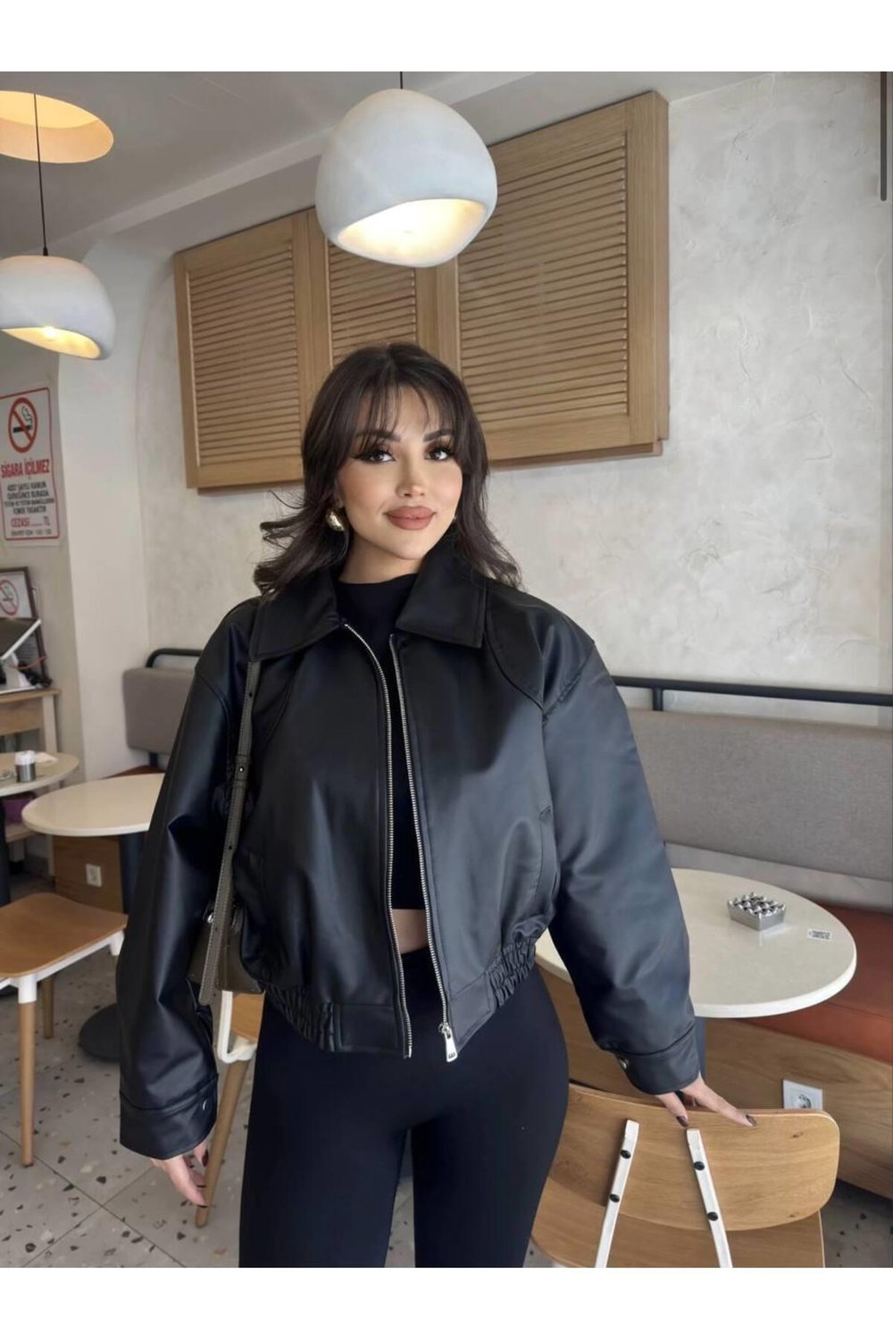 Deri Bomber Premium Ceket Siyah