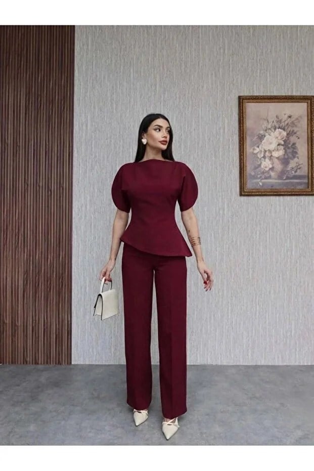 Sirius Asimetrik Kesim Takım Bordo