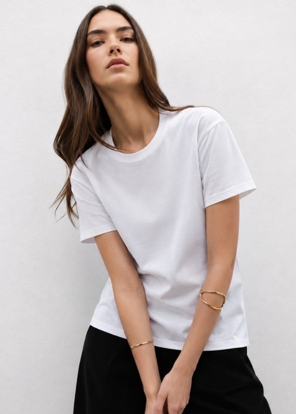 %100 Pamuk Bisiklet Yaka Oversize Kadın T-shirt