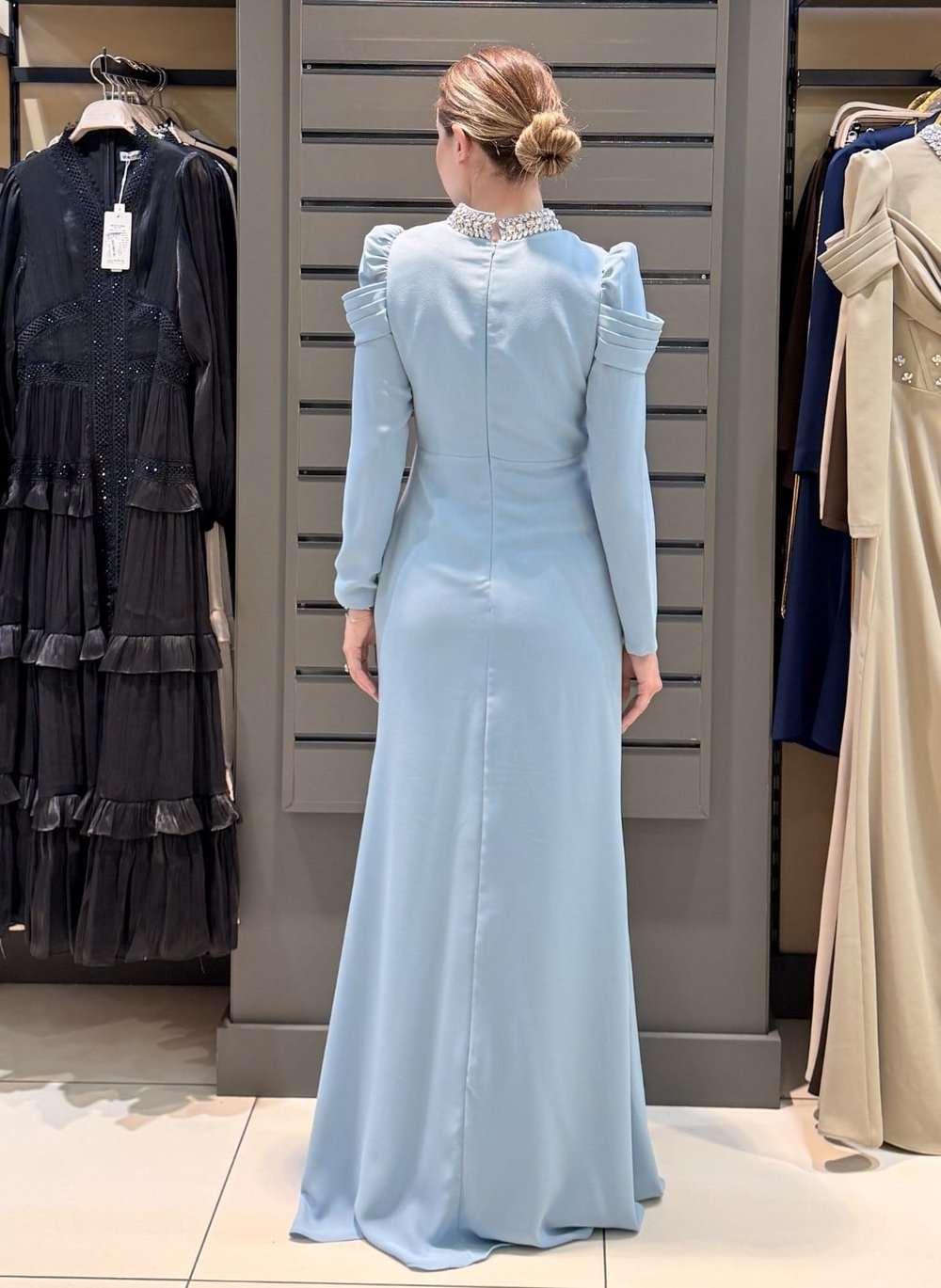 DRAPE DETAYLI ABİYE BEBE MAVİSİ
