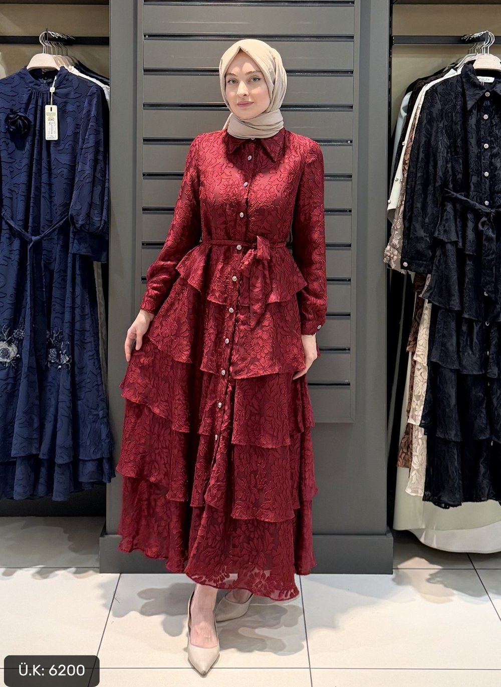 PRENSES ELBİSE BORDO