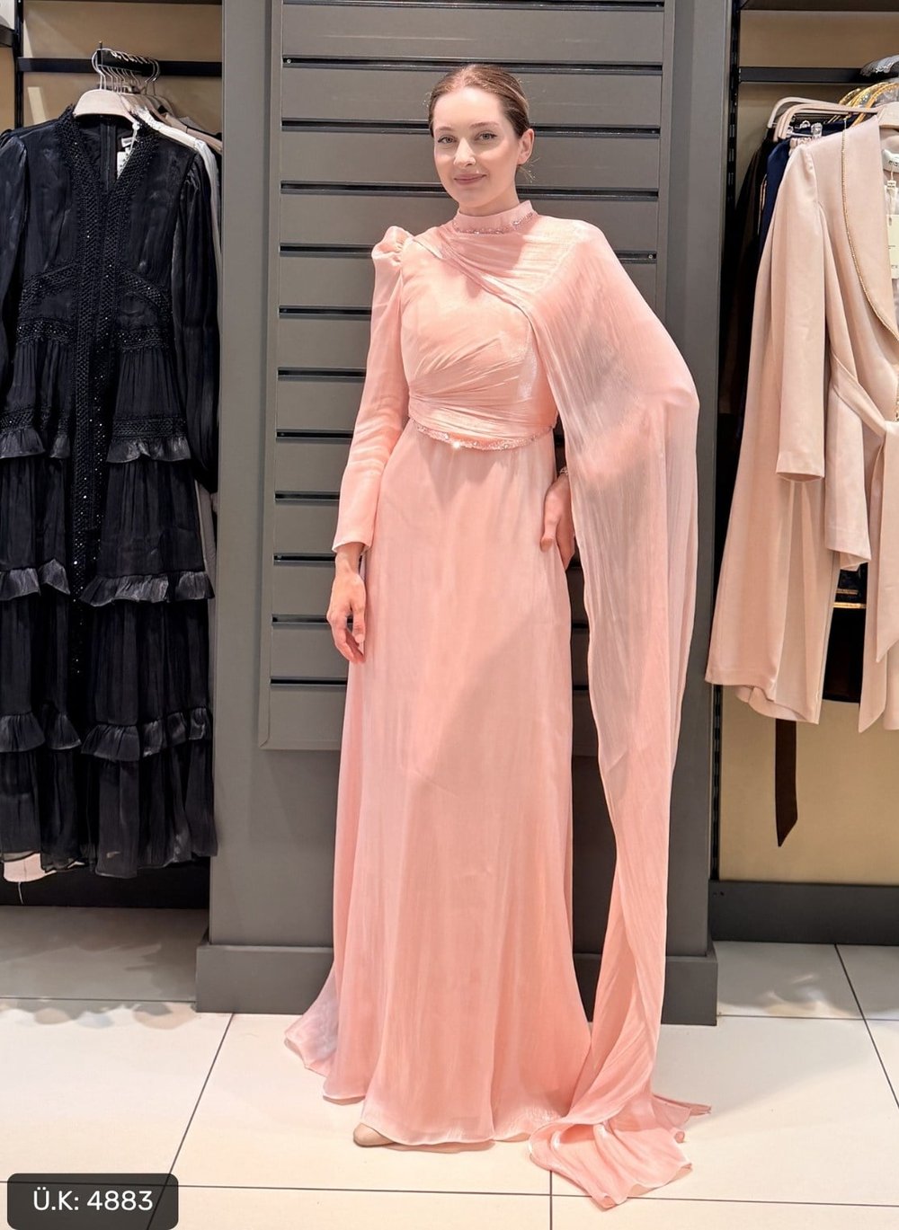 KUYRUK DETAYLI ABİYE PEMBE