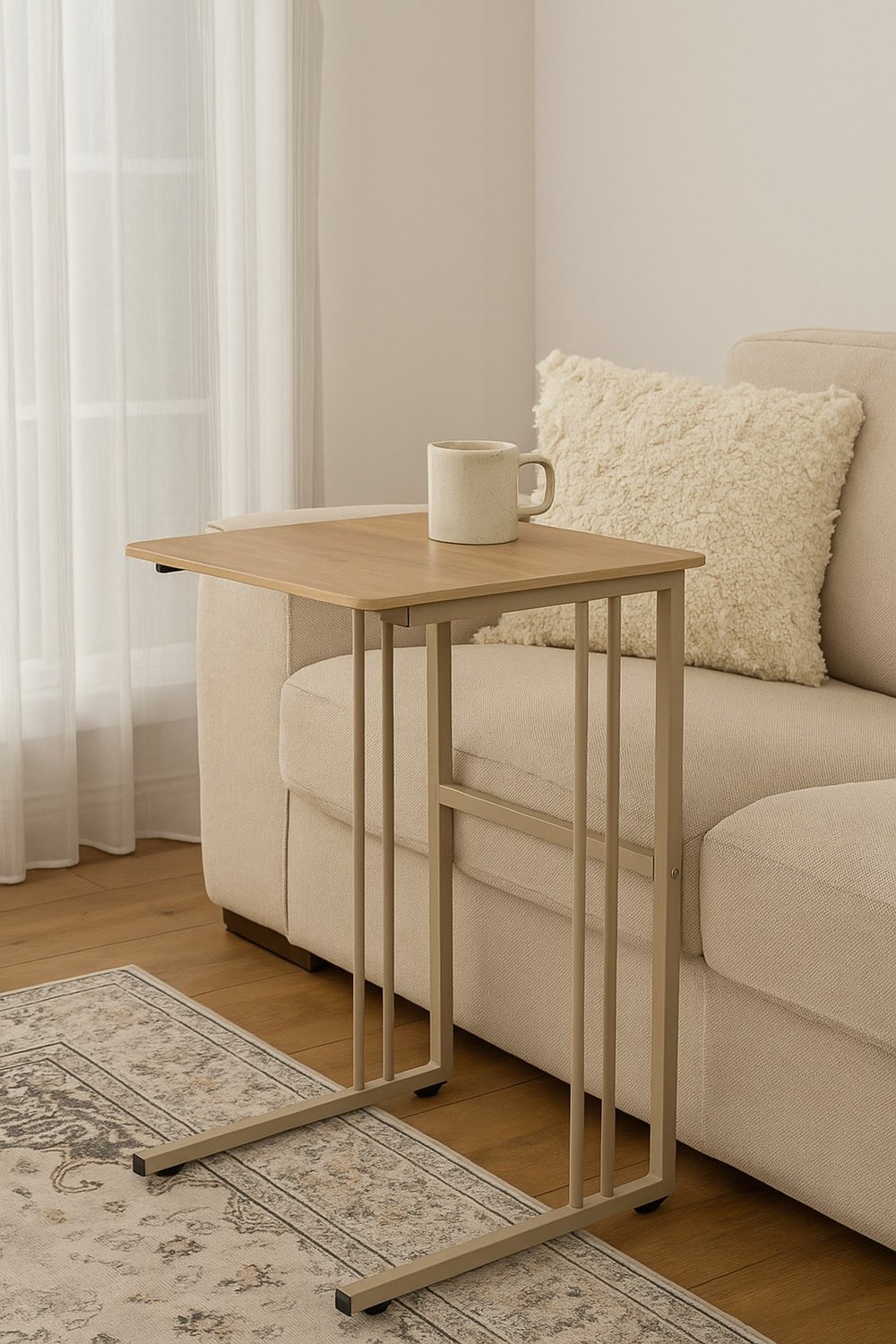 30x50cm C Sehpa Ceviz-Capiçino – Metal Ayaklı, MDF Üst Tablalı, Modern Yan Sehpa | 6 Renk Seçeneği
