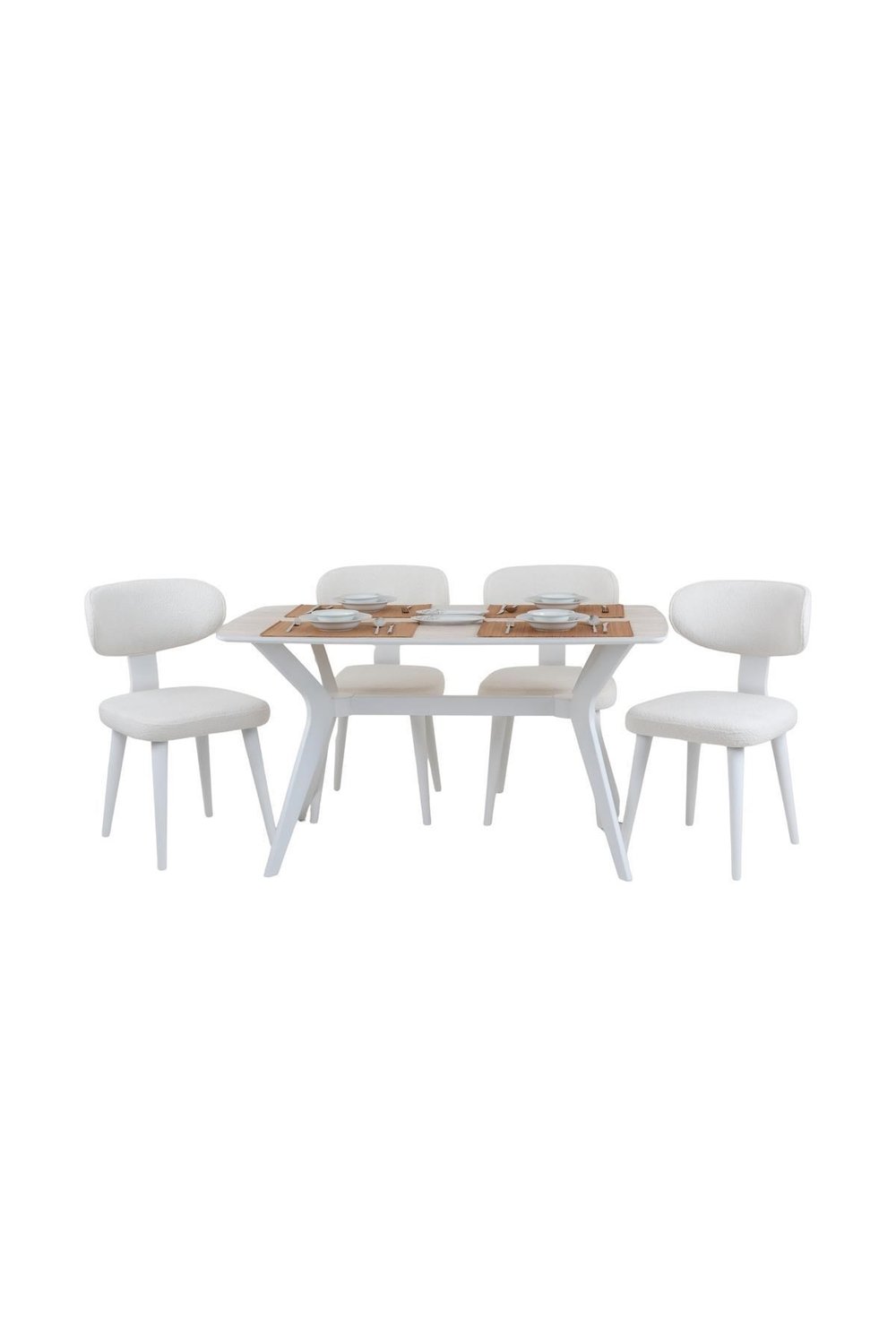 80x120 Mutfak Masası Takımı 1 Masa + 4 Ahşap Sandalye Salon Masası Viktoria Model Trafverten-Ceviz
