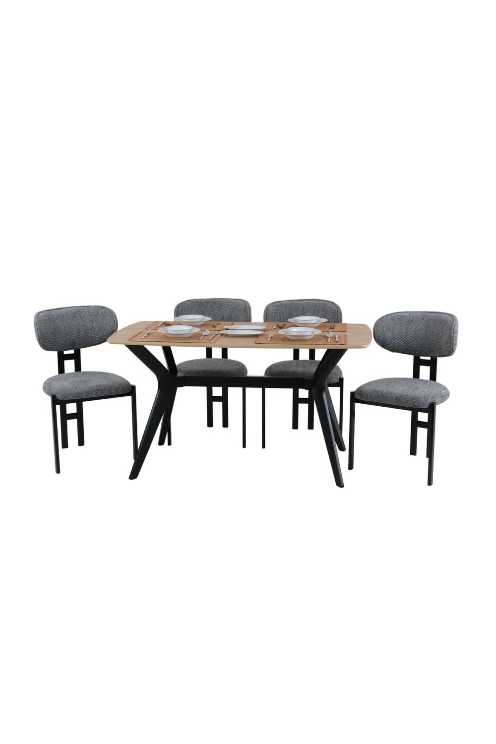 80x140 Mutfak Masası Takımı 1 Masa + 4 Sandalye Salon Masası Viktoria Model-Siyah/Ceviz Masa