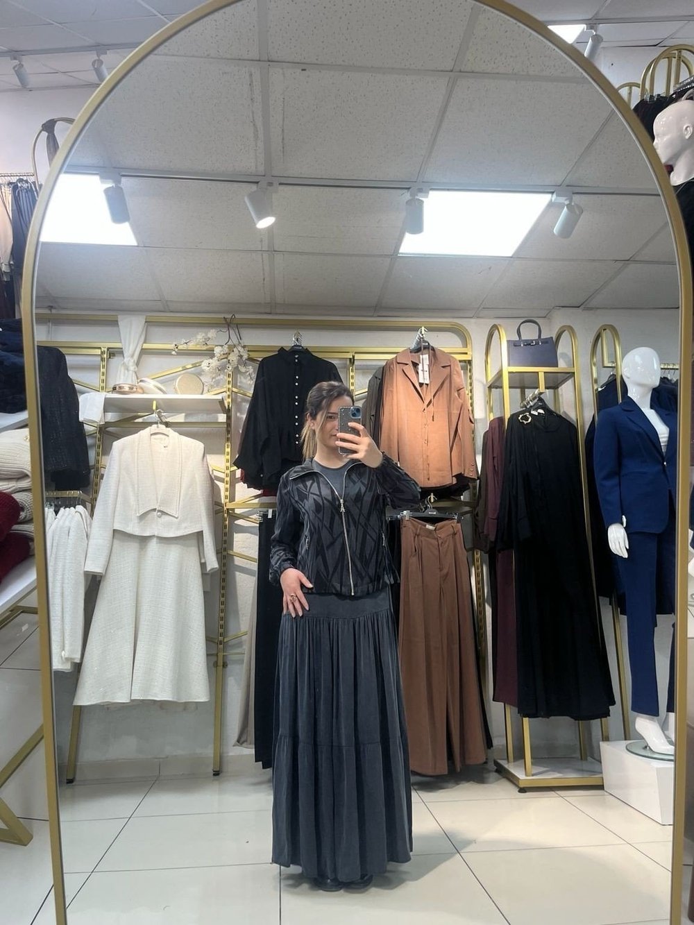 NAZEN – İpek Kupra Elbiseli Takım - Siyah