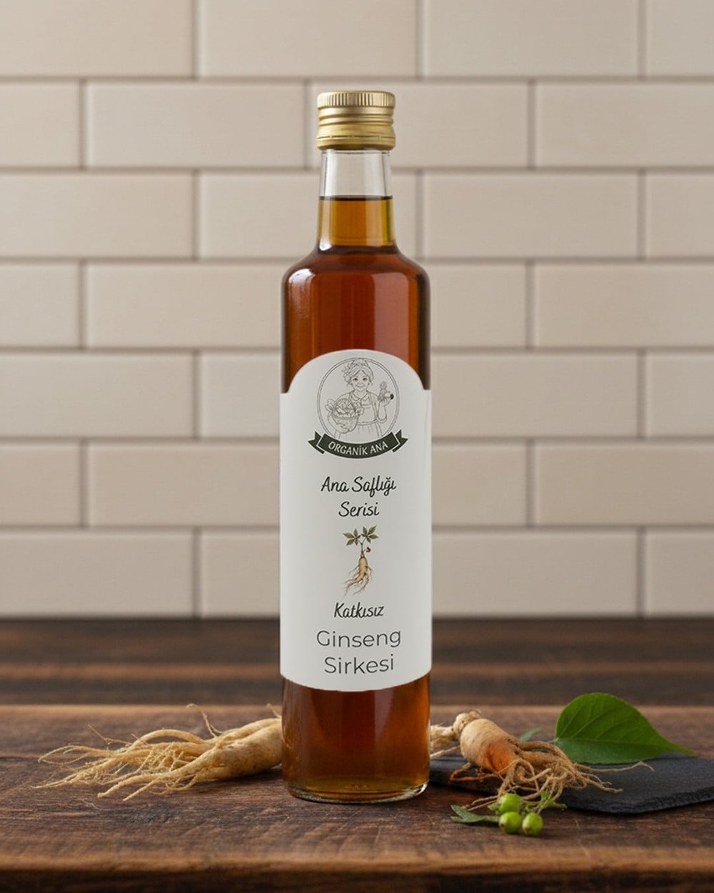 Organik Ana Ginseng Sirkesi Doğal Fermantasyon 500 ml